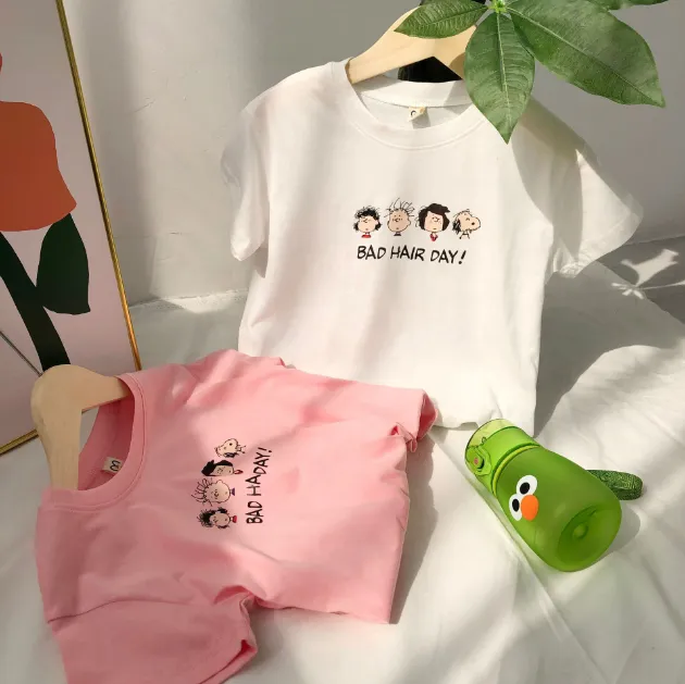 卡通童装纯棉t恤服装批发一手货源5元女童背心短裤套装全棉