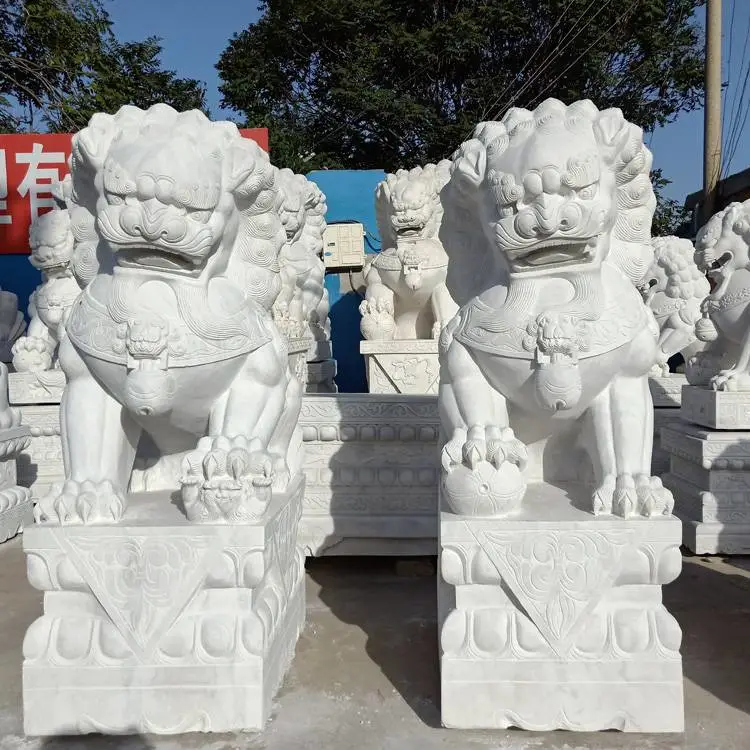 石狮子雕塑 仿古看门石狮子手工雕刻狮子石头狮子 英翰雕刻供应