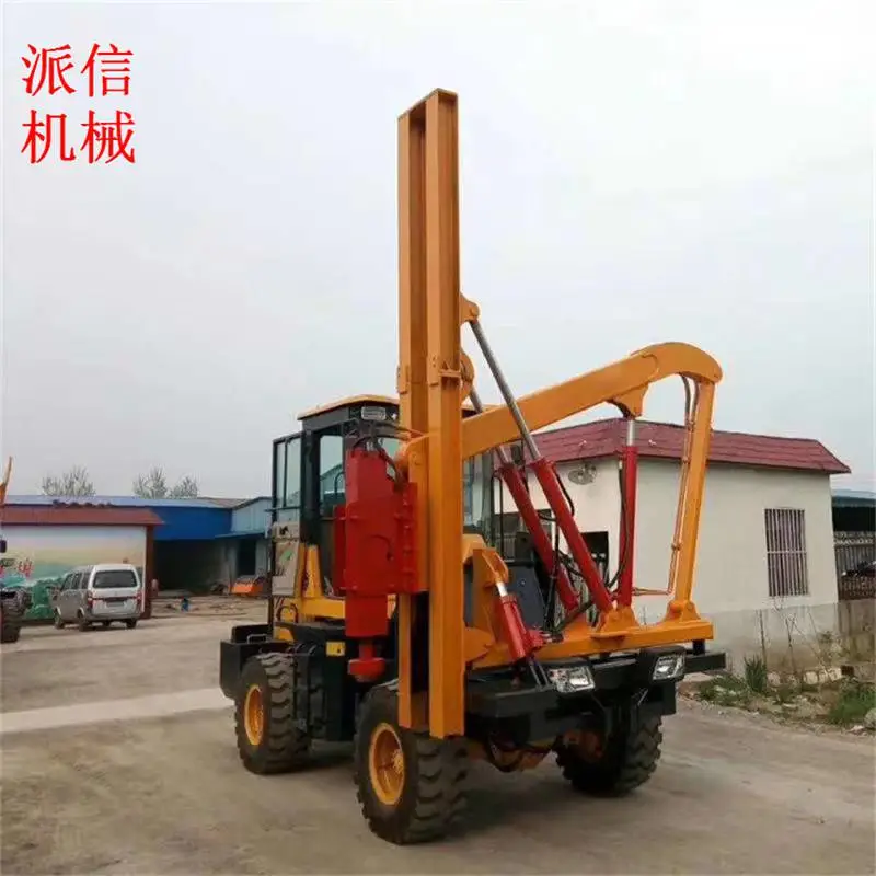 高速护栏打桩机电线杆打桩机小四轮高速公路护栏液压打桩机使用方法