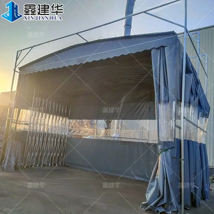 雨棚户外防雨 电动移动雨篷 方便易收缩 河北裕华