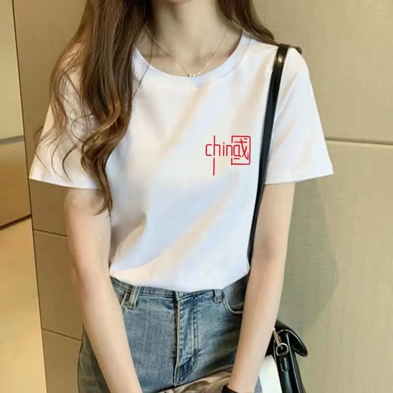 宁波北仑学生夏季新款打底衫韩版白色短袖T恤抖音快手直播货源
