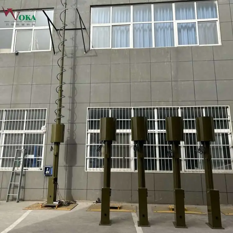5米船用气动升降桅杆 移动式不锈钢升降监控杆 便携式伸缩避雷针