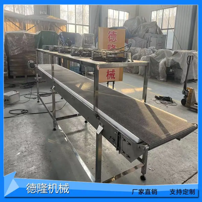 蔬菜沥水摊凉流水线塑料拉条网带风冷机锻造件降温定型网链传送机