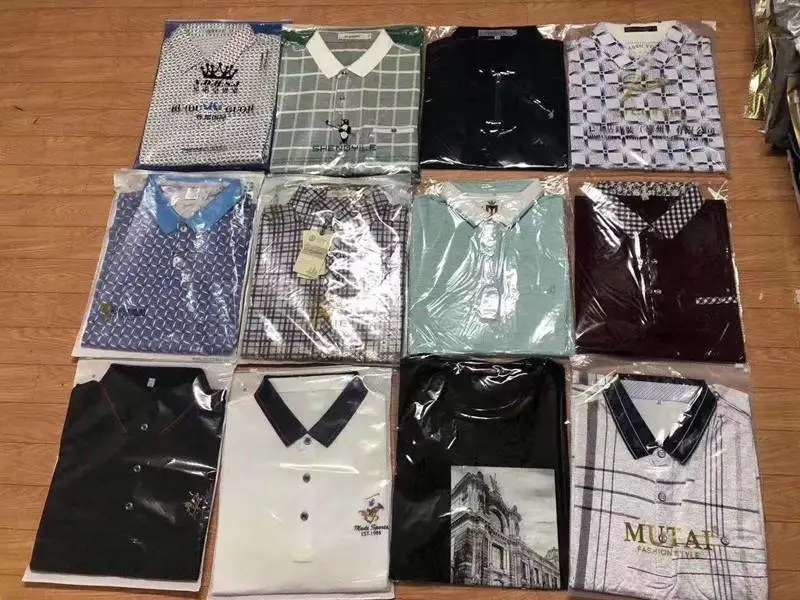尾货市场男装条纹翻领10元地摊货批发市场一手货源***男装