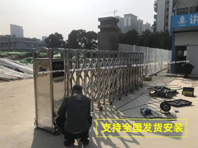 贵港不锈钢电动伸缩电动门 铝合金电动伸缩门 南宁北通门业