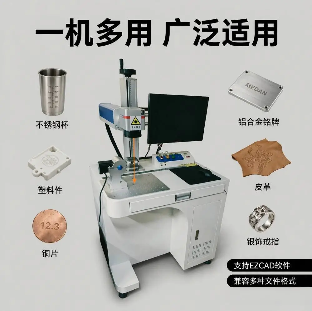 台式全自动激光打标机金属刻字打码机镭射紫外光纤打标机20W