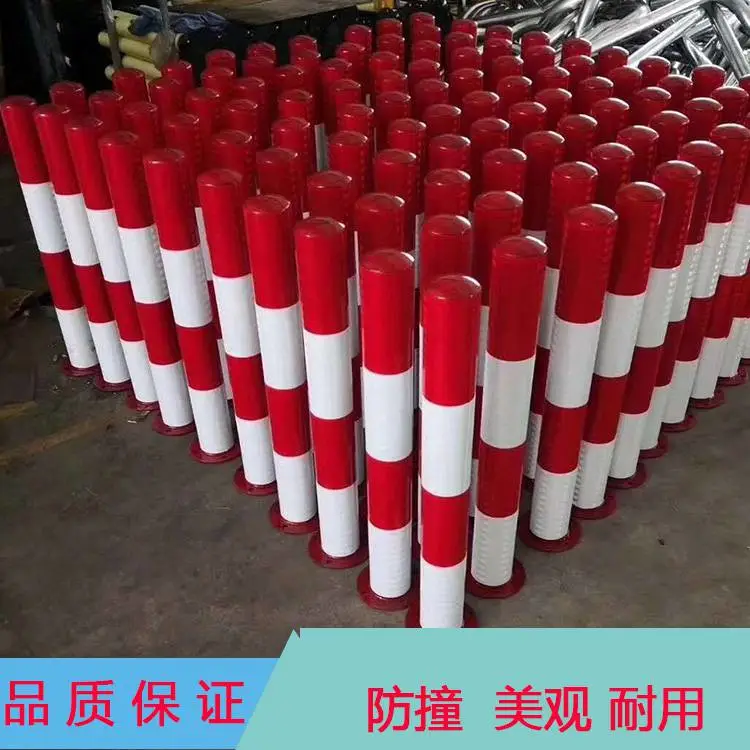 红色反光警示柱 2.0厚114管道路钢管带法兰路桩 可定制