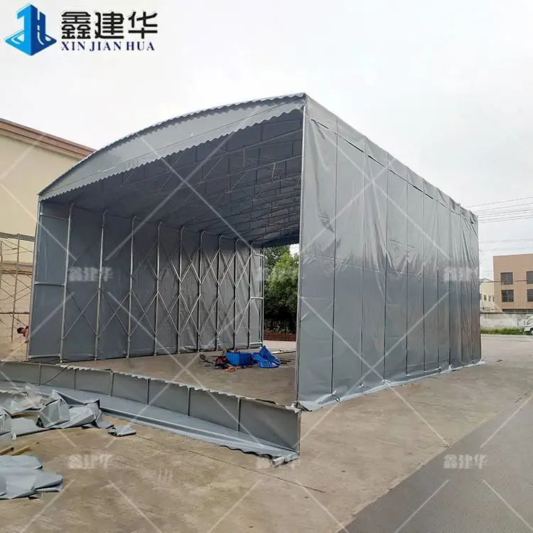山东潍坊 大型钢结构雨棚 小区推拉停车棚 现场勘查