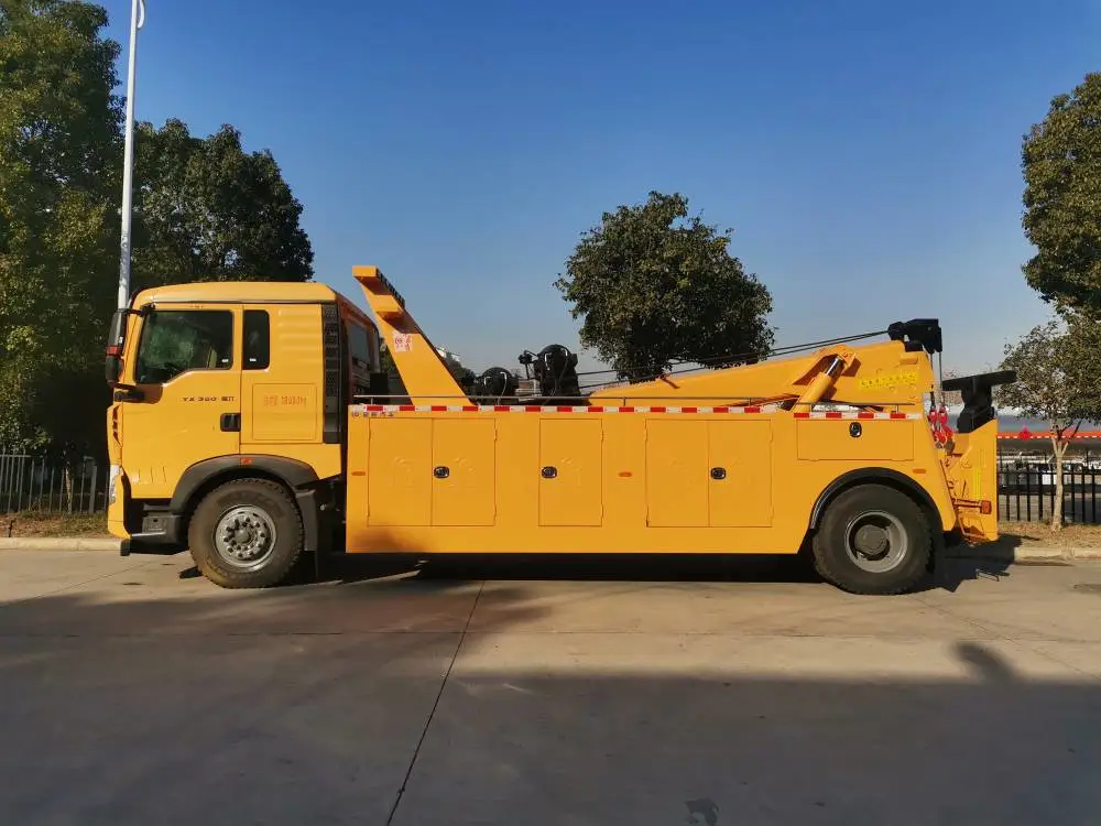 国六重汽豪沃黄牌单桥大型拖吊连体 一拖一清障车 大型拖拽连体