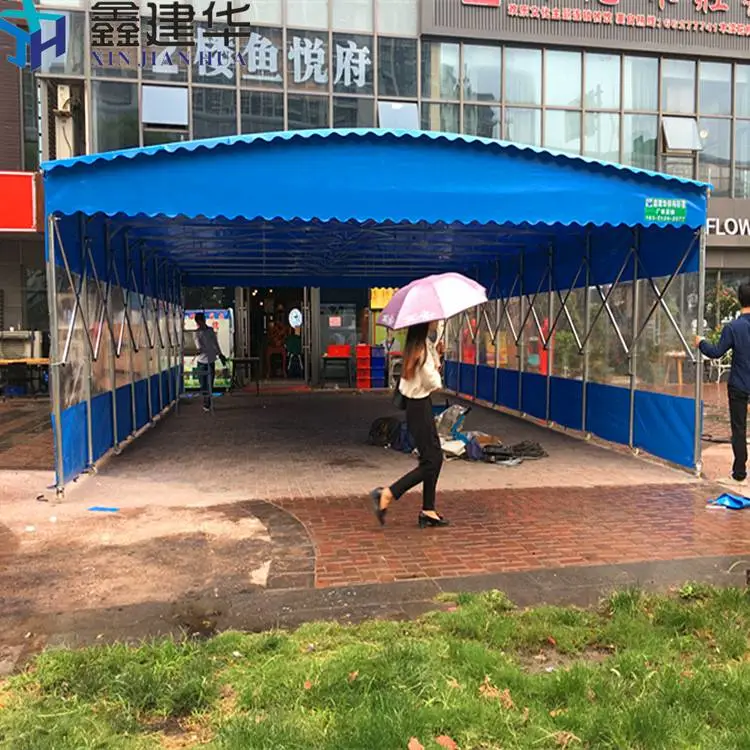 电动雨棚加工厂 大型钢结构雨棚 抗风力强 涿州