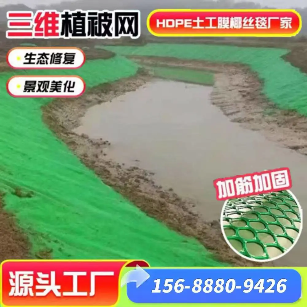 三维植物网NSS5(2-1)PP-PP三维生态网加筋网多层结构修复边坡三维网