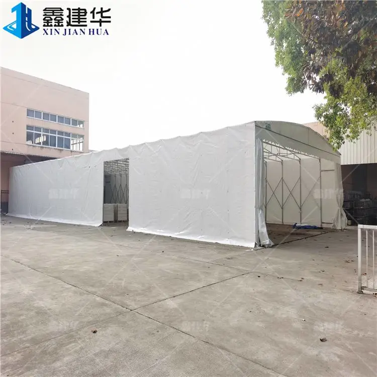 烨兴膜结构伸缩帆布固定棚钢结构雨棚价格及图片