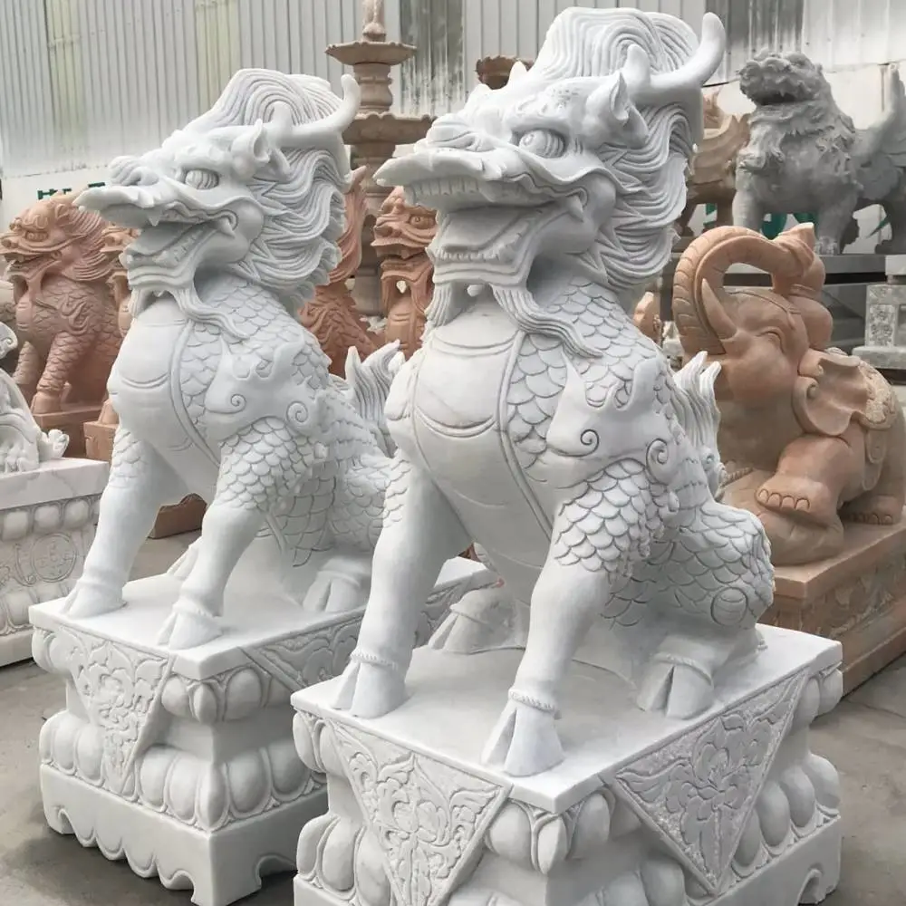 ***青石麒麟一对 庭院大门*** 手工雕刻现货批发