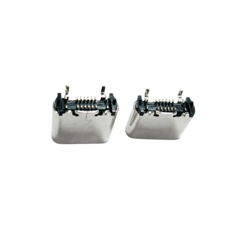 Type-c 16p 母座 立式贴板 H=6.8mm 四脚插板 带定位柱 usb连接器