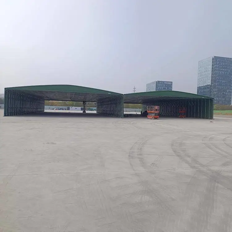 一棚多用性工业仓储活动推拉棚 户外厂房过道伸缩蓬 电动移动雨棚
