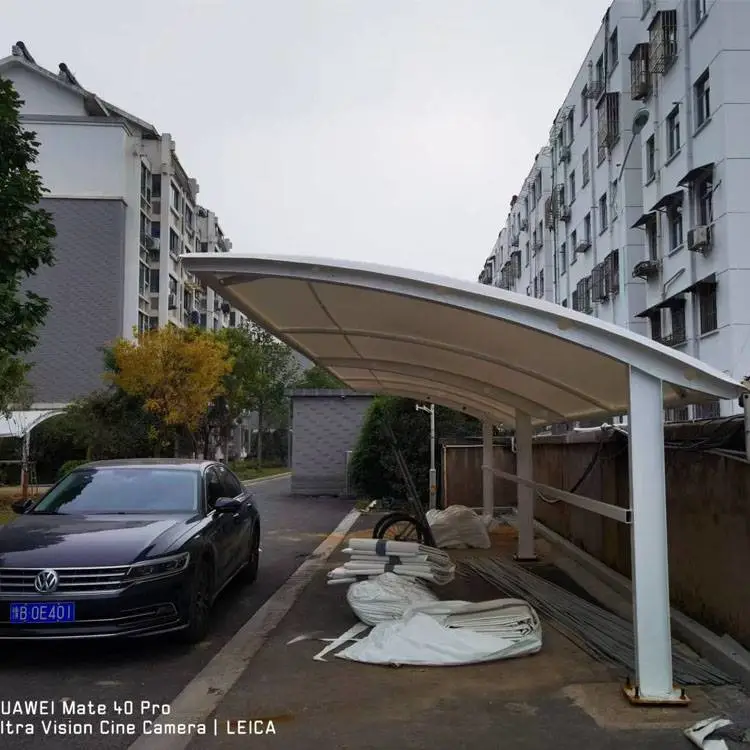 顺发生产加工SF4404单位停车场遮阳蓬 电动车钢膜结构车棚雨篷