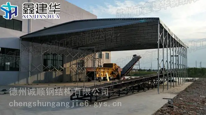 东莞伸缩雨棚伸缩钢架棚遮阳棚可单边排水_推拉棚