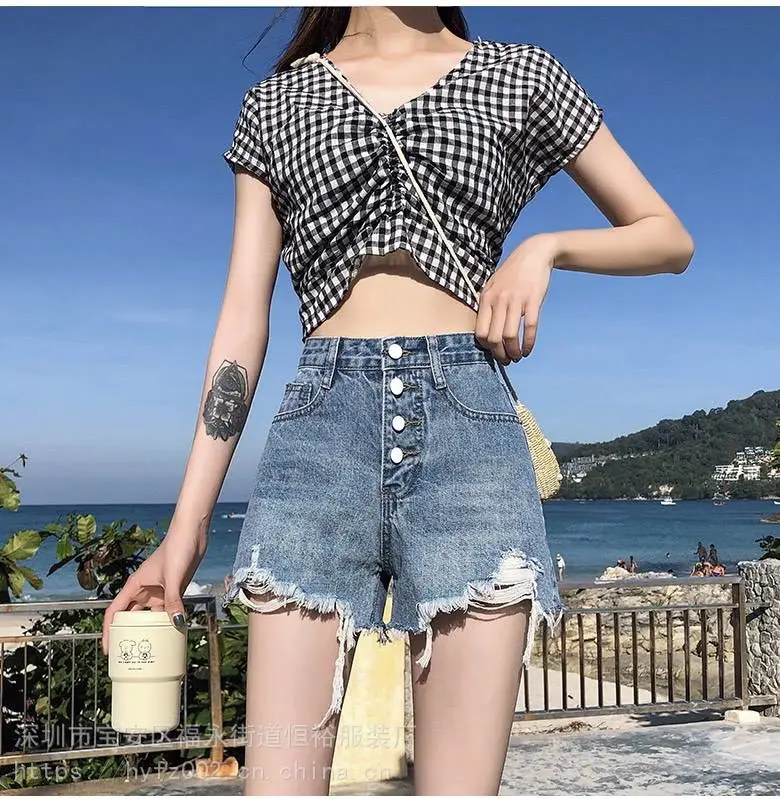浙江衢州牛仔短裤夏女蓝跑量货源3-5元牛仔短裤短裙批发