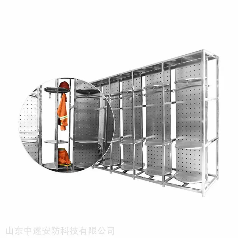 山东消防战斗服架 消防服快速更衣架 不锈钢双面旋转消防服架