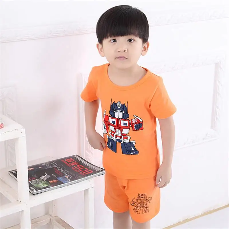 湖北地摊服装批发儿童短袖套装夏季纯棉中小童宝宝套装韩版批发衣服***
