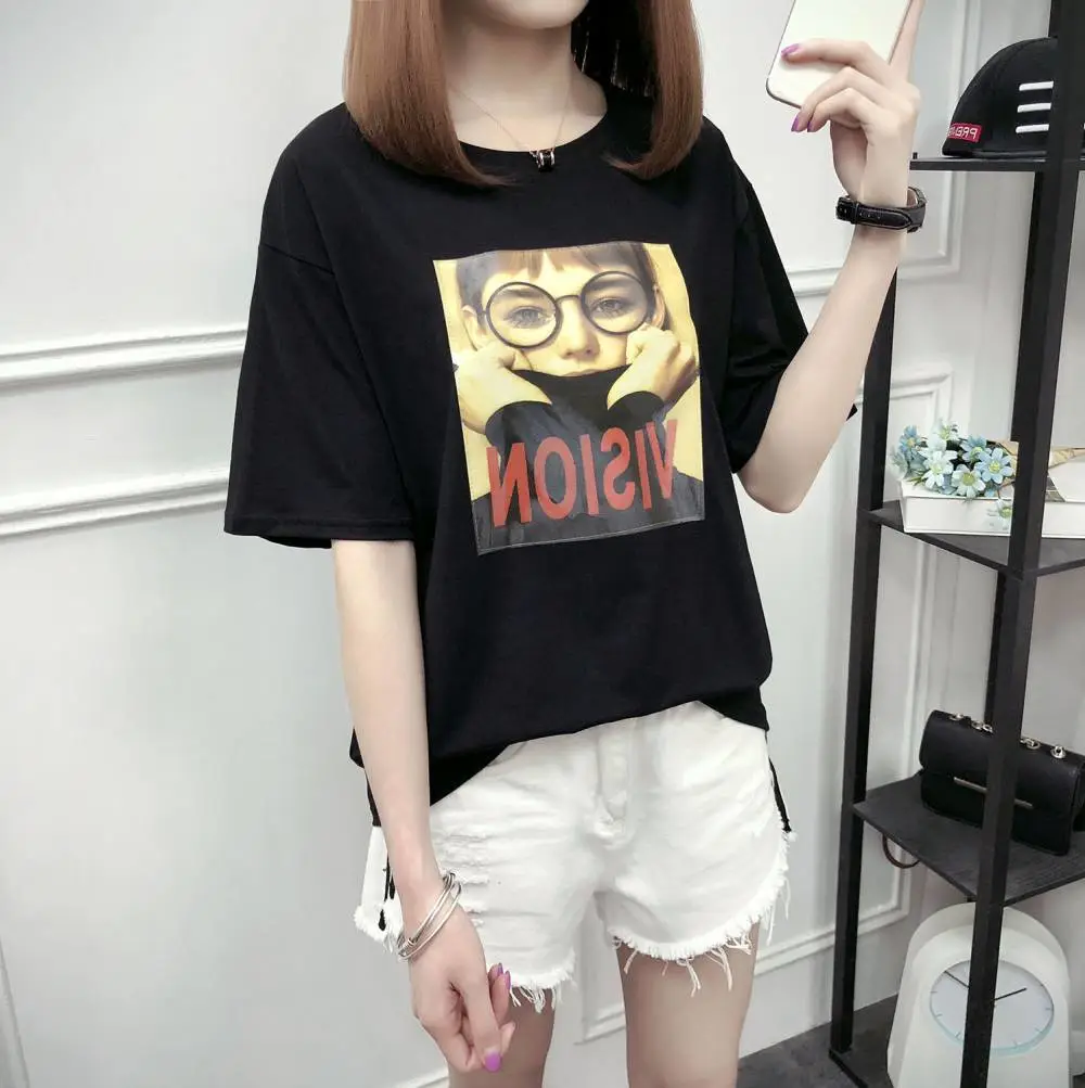 快手女装清仓尾货号女装新款基础字母印花摆地摊服装公司