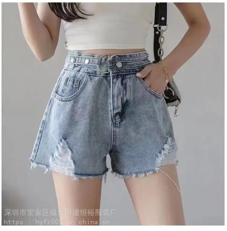 浙江温州破洞牛仔短裤高棉弹力几块钱女式牛仔短裤短裙