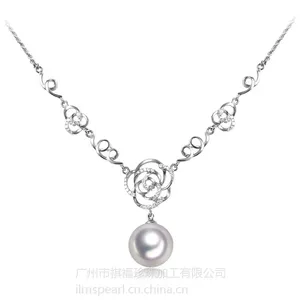 供应天然海水珍珠项链【18k白金玫瑰】,可定制成925银