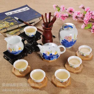 供应凤卜 莲花 景德镇手绘陶瓷茶具套装