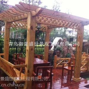 青岛高新区碳化木花廊 城阳公园可移动花架 平度景观防腐木凉亭架