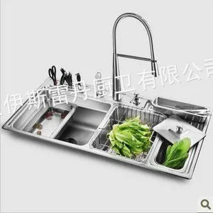 供应98*49多功能水槽 伊斯雷丹304不锈钢水槽一体拉伸洗涤槽