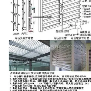 供应上海卢立幕墙百叶窗能电手动旋转105度,用于室內外防雨通风鋁合金和玻璃百叶片