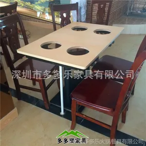 中式火锅店火锅桌 大理石火锅餐桌 家具厂家全国定做