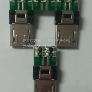 供应MICRO USB5PI夹板式公座带PCB板(电阻)(V8手机连接器夹板式)