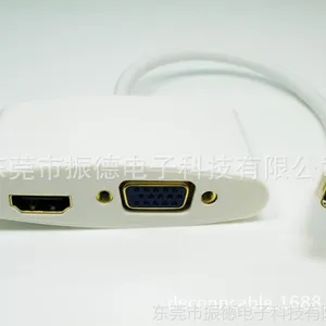 供应雷电苹果Mini DP 转 hdmi+VGA suface高清音视频转接线接投影仪