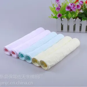 纯棉双层纱布格子童巾素色纱布毛巾婴儿口水巾擦汗巾