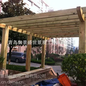 胶南平度即墨防腐木廊架木制景观花架葡萄架厂家安装