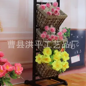 供应厂家批发 实木质白色三层花盆架花架 可折叠多功能置物架