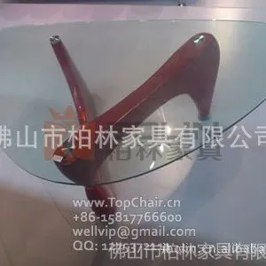 供应野口涌木脚玻璃茶几（10MM钢化玻璃桌面）