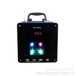 批发木质音箱Y-69A 双喇叭大功率带彩灯插卡音箱 广场舞音箱
