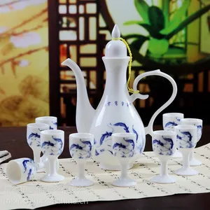 供应凤卜 年年有余 白酒杯陶瓷酒具套装