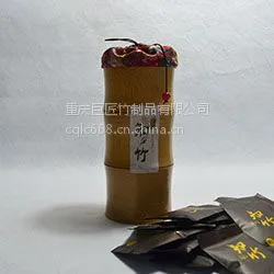 巨匠厂家定制***碳化天然原竹中国风创意竹子茶叶筒礼品包装布袋式2015新款