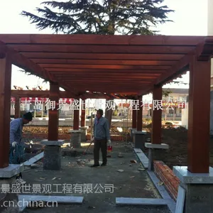 供应高新区即墨防腐木廊架架价格 公园广场木质花架安装