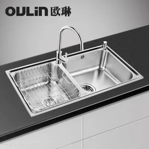 供应欧琳水槽 304不锈钢水槽加厚双槽套餐G83460 厂家热卖洗菜盆包邮