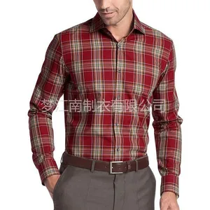 供应休闲格子男士衬衫定制衬衫贴牌工厂