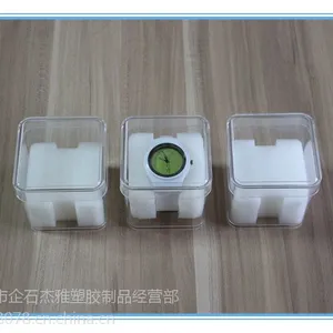 供应杰雅JY-018手表包装盒 小音箱盒 化妆品盒 零件盒 透明方开手表盒