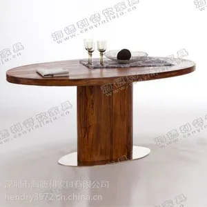 海德利优质简约全实木酒店餐桌 茶餐厅椭圆形全实木餐桌 厂家定做批发