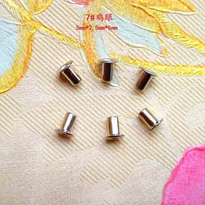 供应优质铜、铁7#鸡眼钉 5mm*2.5mm*5鸡眼 空心铆钉 窝钉 扣具