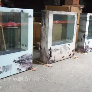 供应供应三友水族热销荷花山水画连体鱼缸