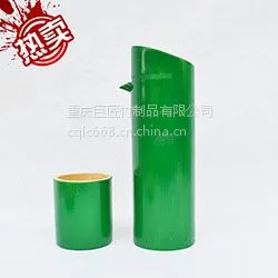 巨匠厂家定制欧式环保厨房料理工具酒店用品绿色竹制酒瓶酒壶