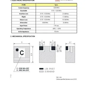 FMC5250BDB 5250MHz 5170-5330MHz 5G陶瓷滤波器 Partron 3X2.9 拍前咨询